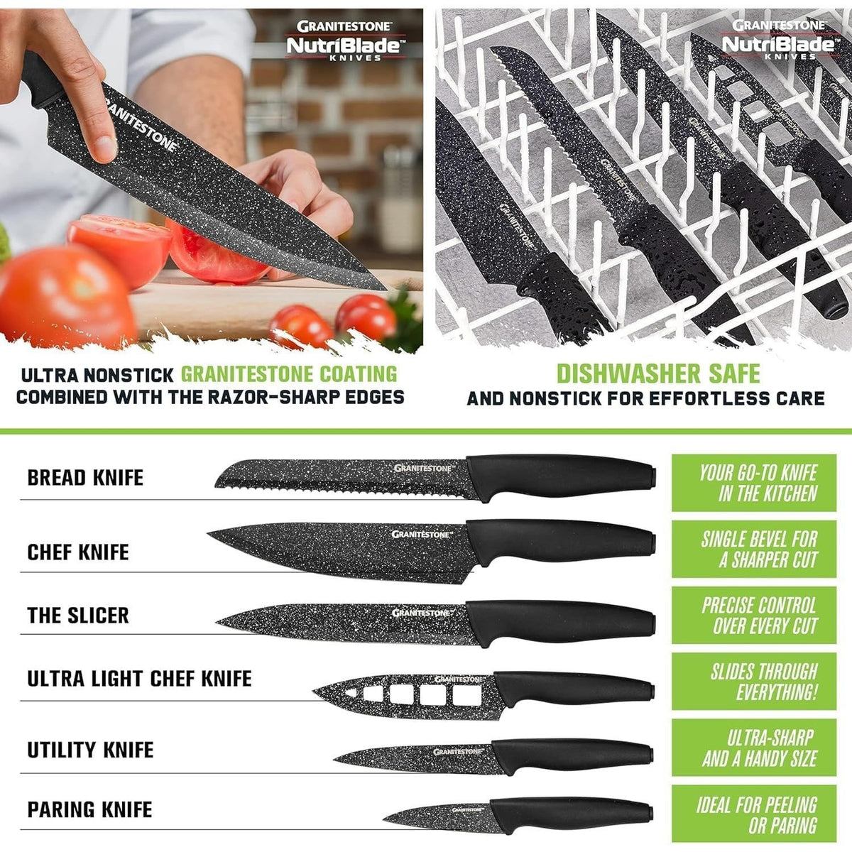 Granitestone Armor Max 20 Pc Hard Anodized Pots and Pans Set Non Stick, Induction Cookware Sets, Anodized Cookware Sets, Nonstick Cookware Set with Knife Set and Deep Fryer, Oven & Dishwasher Safe