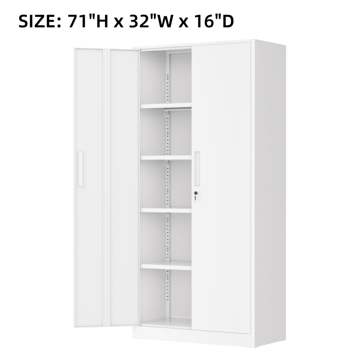 Metal Garage Storage Cabinet, 71"/72" Tall, Steel Floor-standing Model, with 2 Doors, 4 Adjustable Shelves, Lockable, Spray-painted Finish, Suitable for Home, Office, Shop, School—easy to Assemble