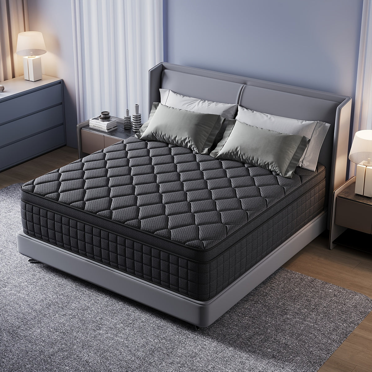 10in/12in/14in Twin, Full, Queen, King, Mattress Memony Foam And Spring, Hybrid Mattress, Medium Firmness, Lumbar Support, For Home RoomsHotels, Boxed 8in/10in/12in/14in