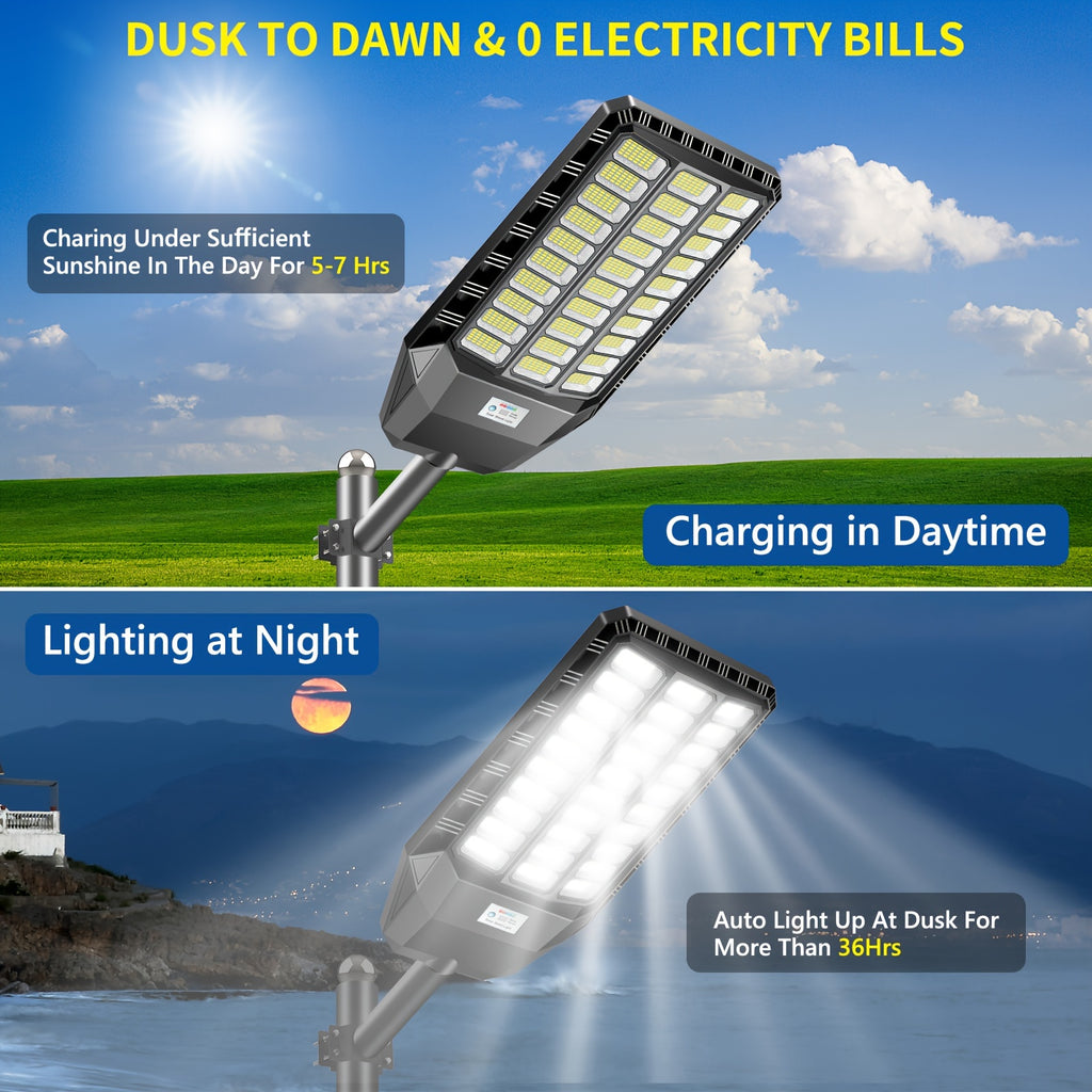 Adewalk 2 Pack Solar Street Light, Commercial Solar Street Lights IP65 Outdoor Dusk to Dawn, Solar Outdoor Light with Motion Sensor And Remote Control, Solar Parking Lot Lights for Garage, Yard, Barn, Path