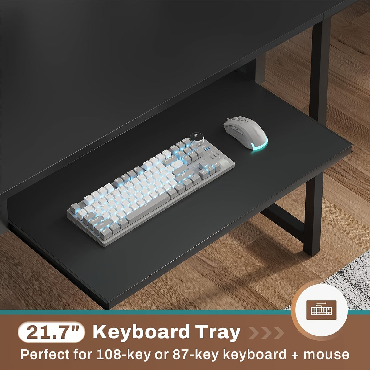 L-Shaped Gaming Desk, Reversible from a 67-Inch Corner Setup to a 94.5-Inch Two-Person Workstation