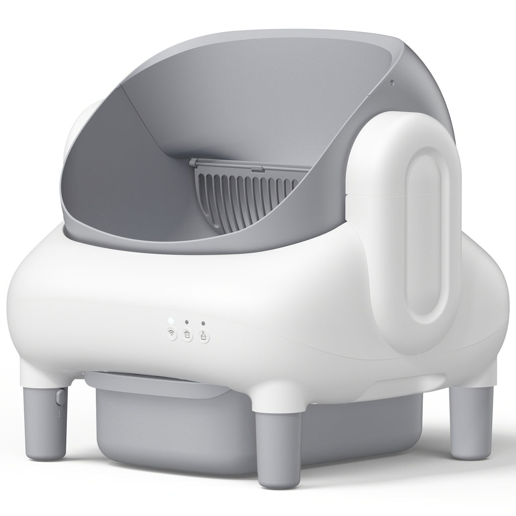 ECORUI Self Cleaning Litter Box, Automatic with App Control for Multiple Cats, Safety Sensors, Odor Control, Large Waste Bin, Includes 2 Liners, Cream White, Certified Refurbished