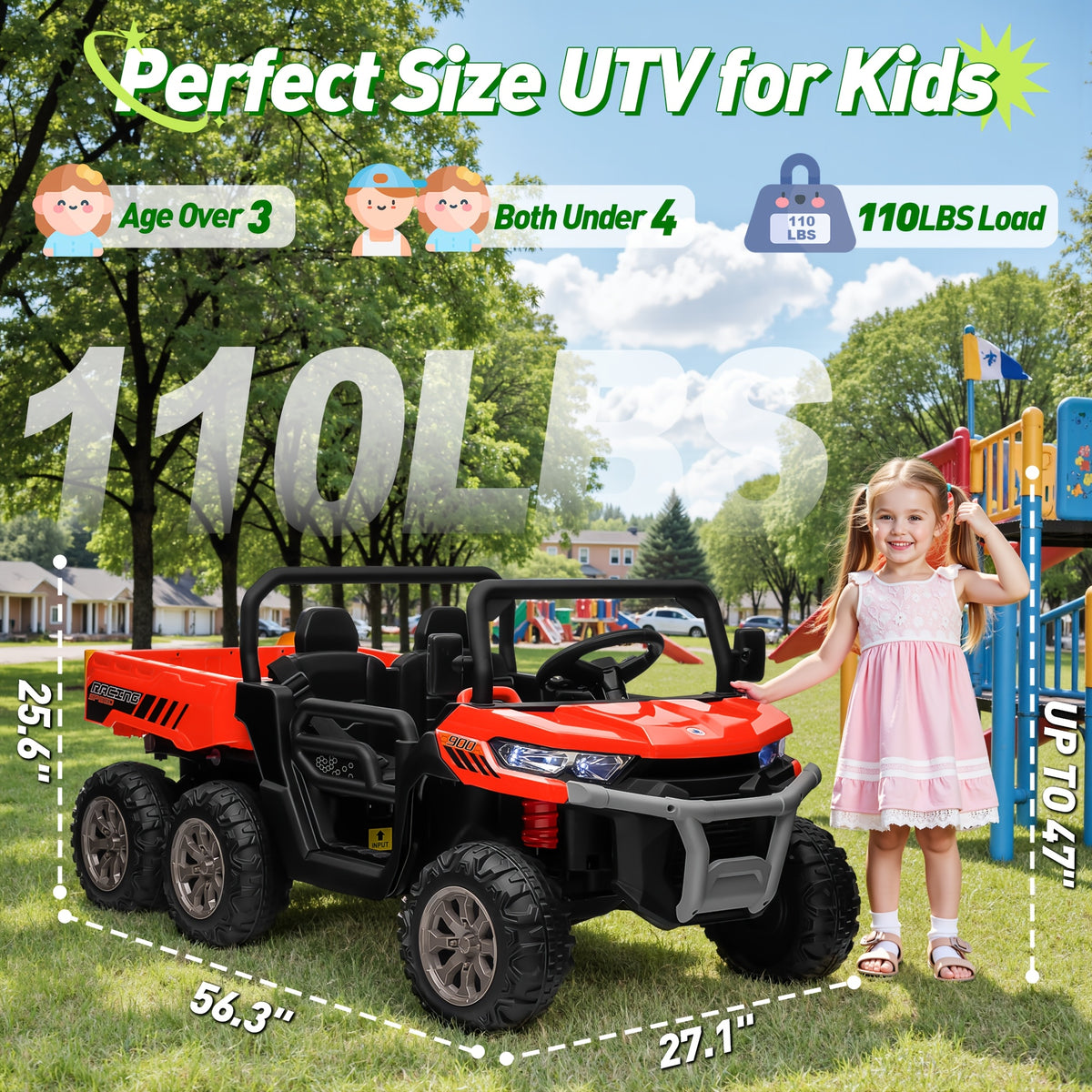 24V Kids Ride-On UTV, Dual Mode Powered Car With Remote, 3 Speed Settings, Music, LED Lights & Suspension, Outdoor Toy Vehicle For Boys And Girls Ages 3+