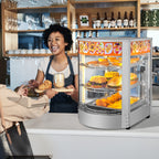 5-Tier Food Warmer Pizza Warmer Countertop, Food Warmer Display Pretzel Warmer with LED Lighting Removable Shelves Glass Door, Pastry Display Case for Buffet Restaurant Cafe, 110V 800W