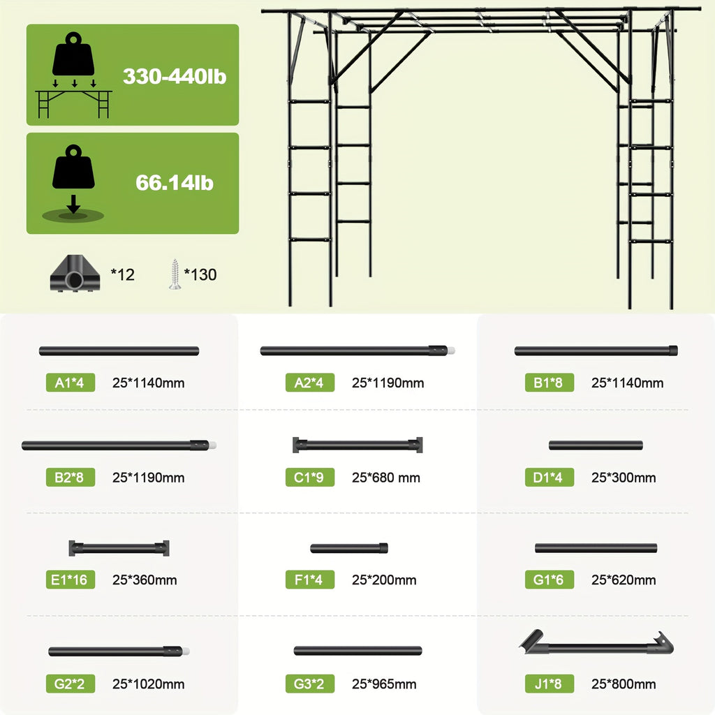 Grape Vine Support Arch Arbor, Garden Arch Trellis, Plant Climbing Pergola, Arbour Gazebo Trellis For Backyard Decoration, Black Rack For Vineyard