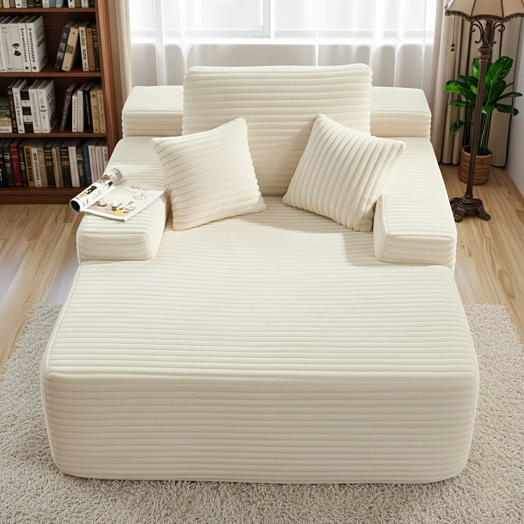 46.5 Inch Wide Flannel Boneless Chaise Lounge Chair Sofa Bed with 2 Throw Pillows And Cushion, Comfy Cloud Couch Reading Chair Deep Seat Sleeper Sofa for Living Room, Apartment, Bedroom, Gaming Room| No Assembly Required