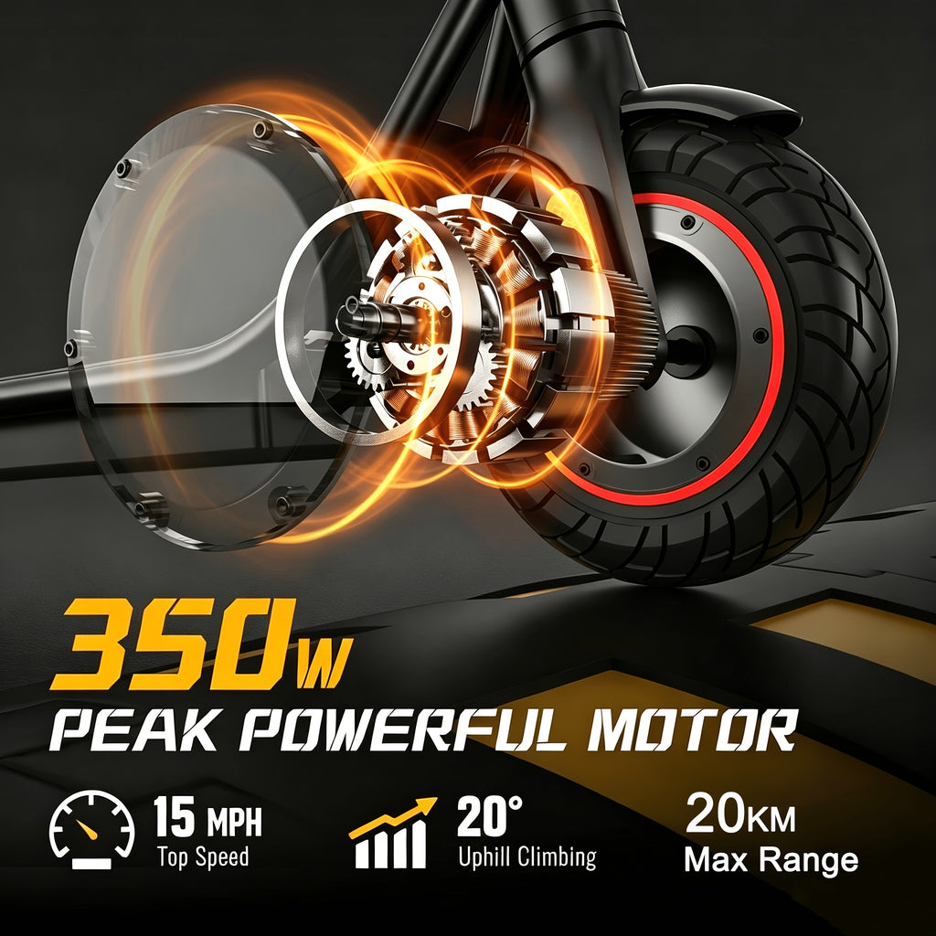 Lightweight Quick Foldable Electric Scooter for Adults, 350W Motor, 8.5 Inch Solid Anti-Slip Tires, APP & LCD Dashboard Control, Dual Brakes Safety Bell, Up to 265LBS Load, Long Range Commuter E-Scooter, Durable Aluminum Alloy Body
