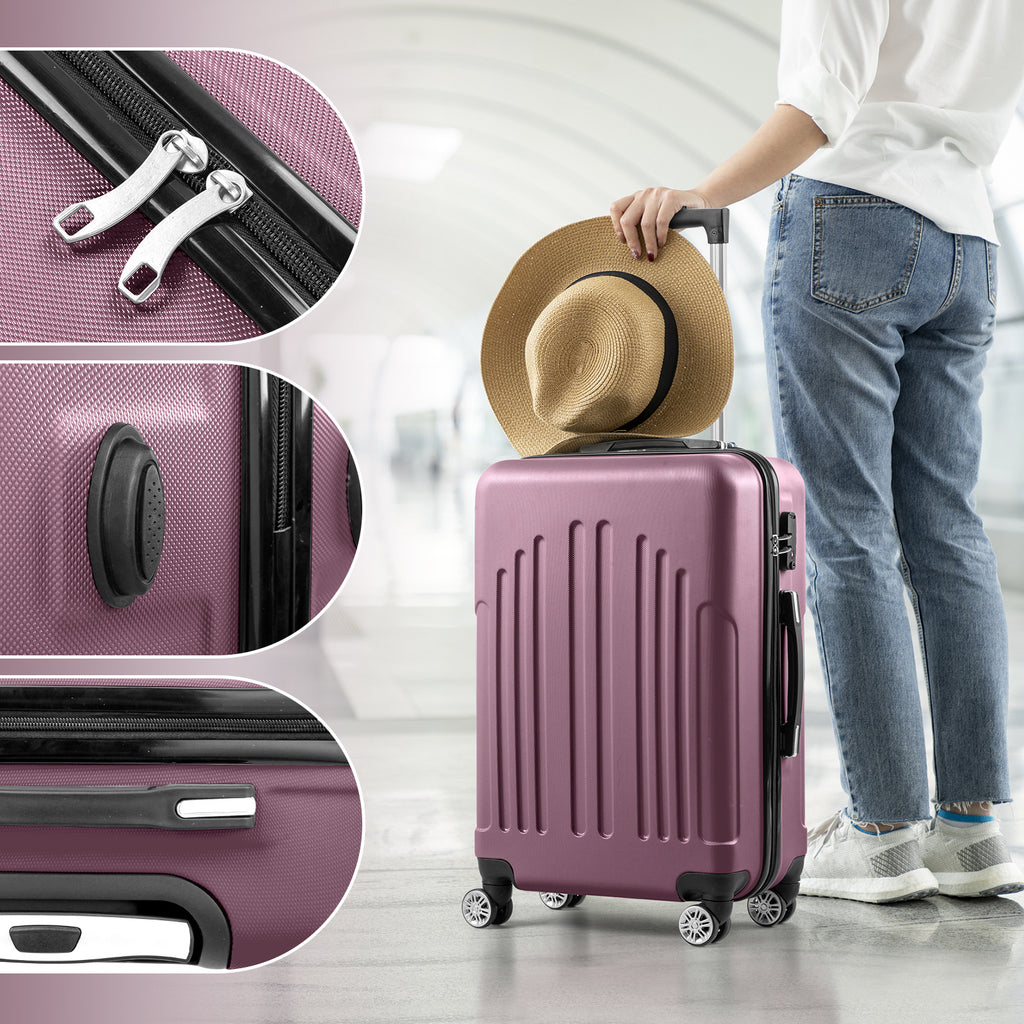Nested Hardside Luggage Set in Purple, 4 Piece - TSA Compliant
