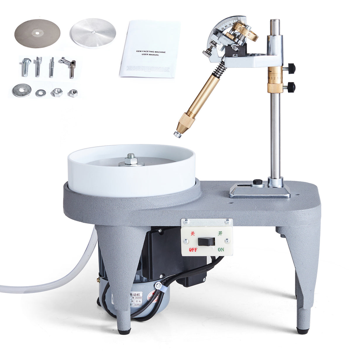 VEVOR Gem Faceting Machine, 180W 2800RPM Jade Grinding Polishing Machine, 110V Rock Polisher Jewel Angle Polisher with Faceted Manipulator and 1 Bag of Triangle Abrasive for Jewelry Polisher