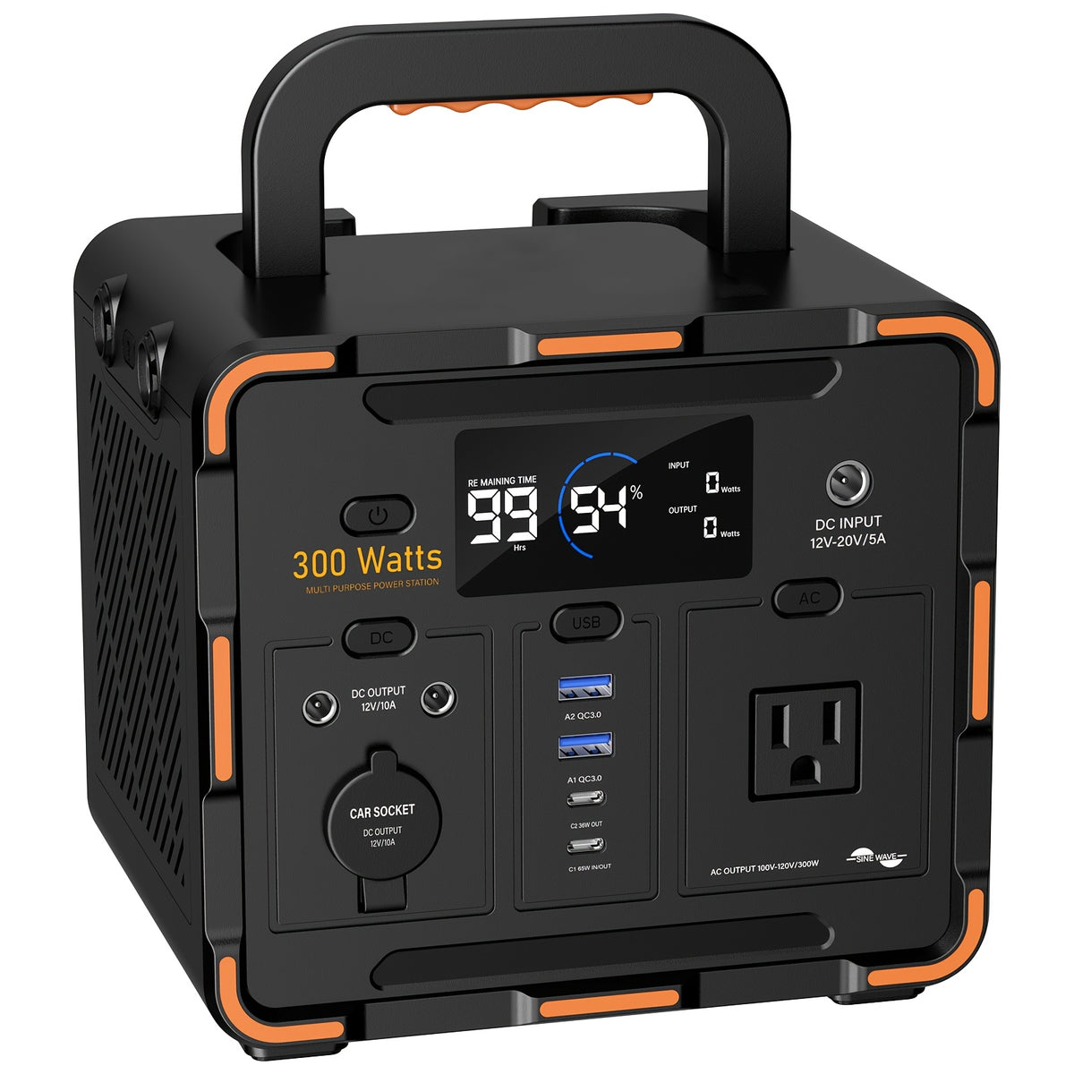 Portable Power Station YEWPINY 300W, 259Wh Battery Backup with Fast and Solar Charging for Outdoor Use
