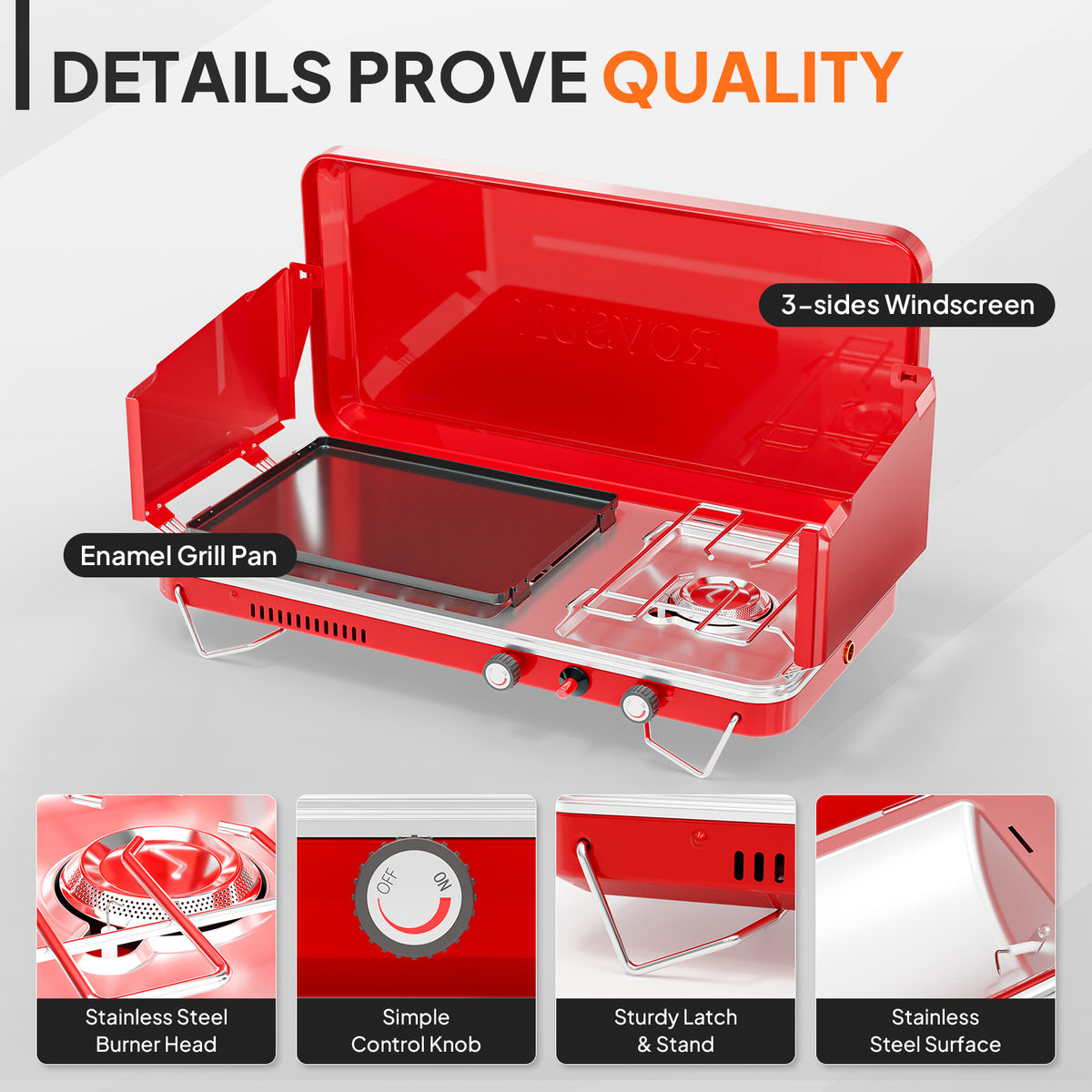 MEFEIR 2-in-1 Camping Stove with Propane Oven, Portable 2 Burner Stove & Outdoor Oven Combo with Auto-ignition & Thermometer for Camping Backyard Picnic