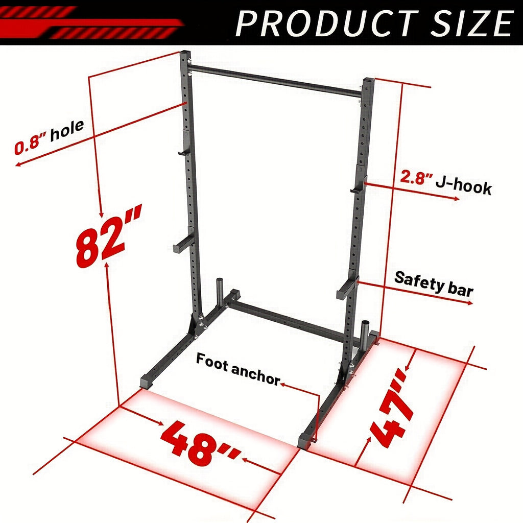 Power Rack for Home Squats and Bench Presses — 800 lb Capacity, Pull-Up Bar and Plate Storage