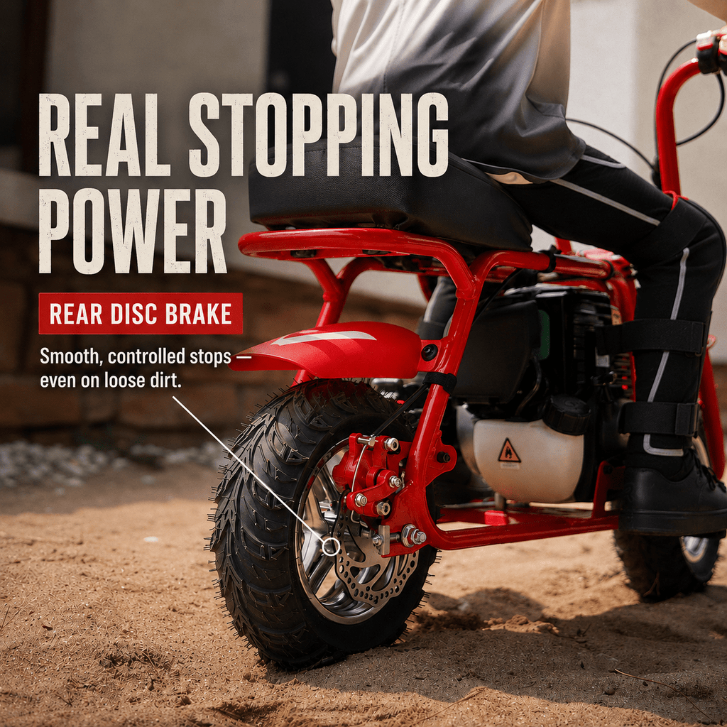 39cc 4-Stroke Gas Powered Mini Dirt Bike, No Fuel Mixing Required, Tool-Free Assembly, Heat Shield Protection, Top Speed 17 MPH, Off-Road Trail Pit Bike for Backyard Adventure, Birthday Gift Idea
