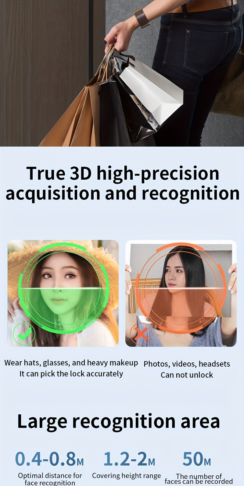 Puxin DF65 Smart Lock with 3D Face Recognition And Automatic Fingerprint Access for Home Use