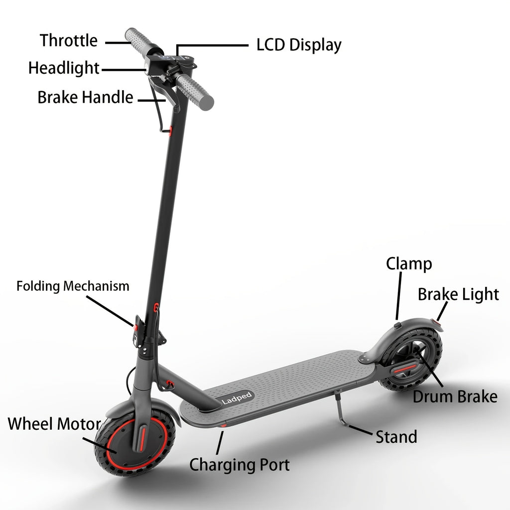 350W Motor Foldable Electric Scooter for Adults, 8.5 Inch Anti-Slip Solid Tyres, 19MPH Max Speed & 3 Speed Modes, New Upgraded Version with Reinforced Brake System, Stable Riding, Durable Aluminum Alloy Body, Ultra Comfortable Commuter E-Scooter