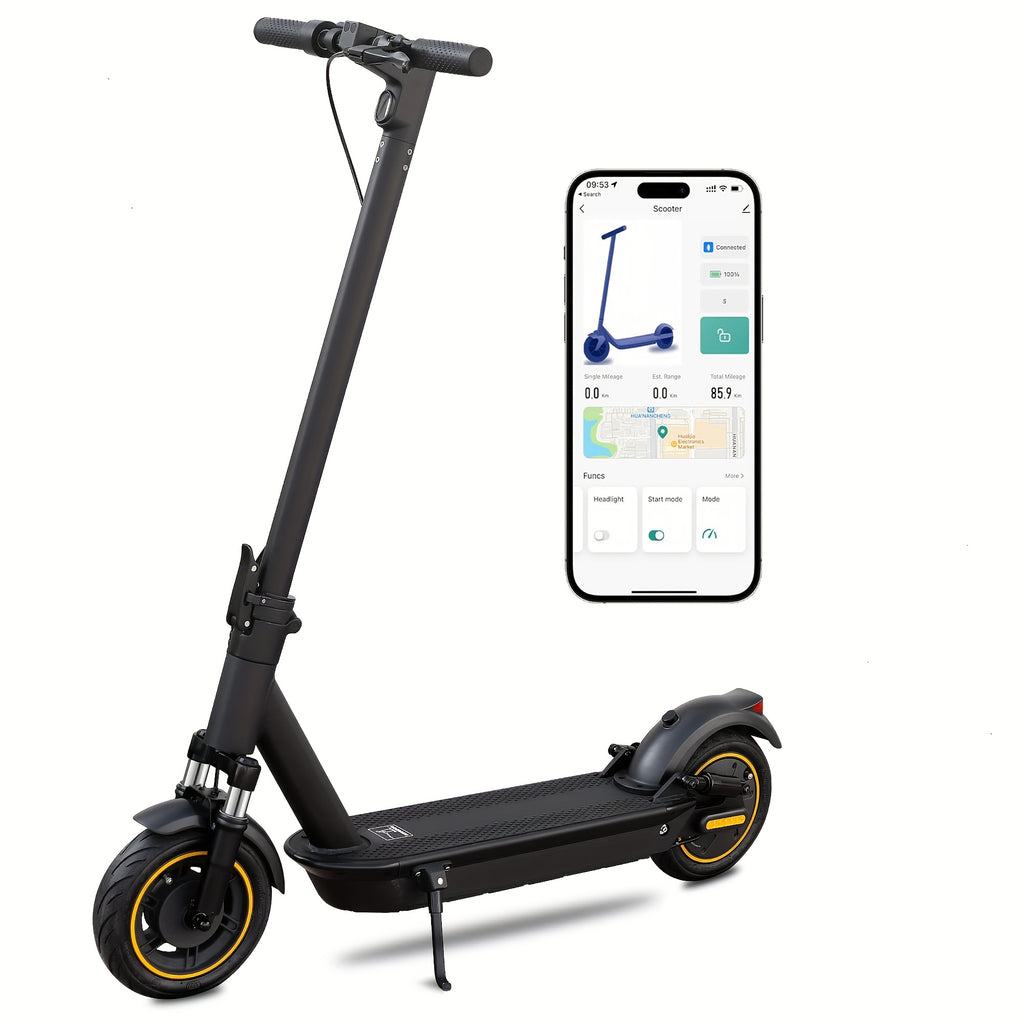 [Electric Scooter] AOVOPRO Folding Adult Electric Scooter, 500W Brushless Motor, 10" Tires, 3-Speed Settings, 21-28 Miles Range, Dual Suspension Dual Shock Absorption And Smart APP Control, Installed Safety Bell, 350 LBS Max Load