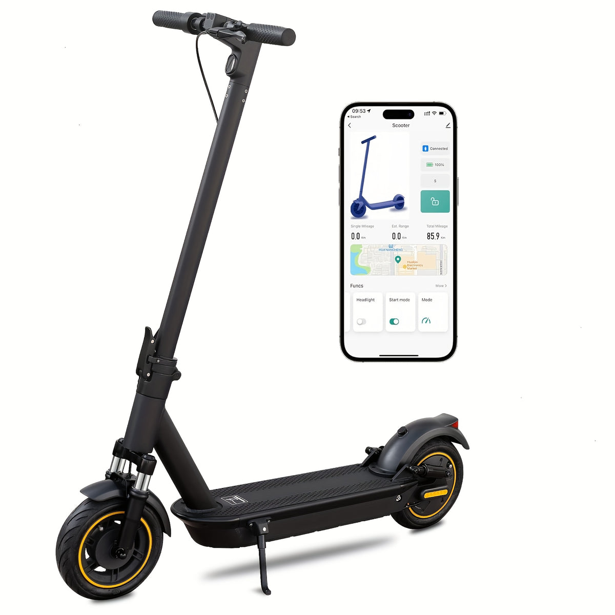 [Electric Scooter] AOVOPRO Folding Adult Electric Scooter, 500W Brushless Motor, 10" Tires, 3-Speed Settings, 21-28 Miles Range, Dual Suspension Dual Shock Absorption And Smart APP Control, Installed Safety Bell, 350 LBS Max Load