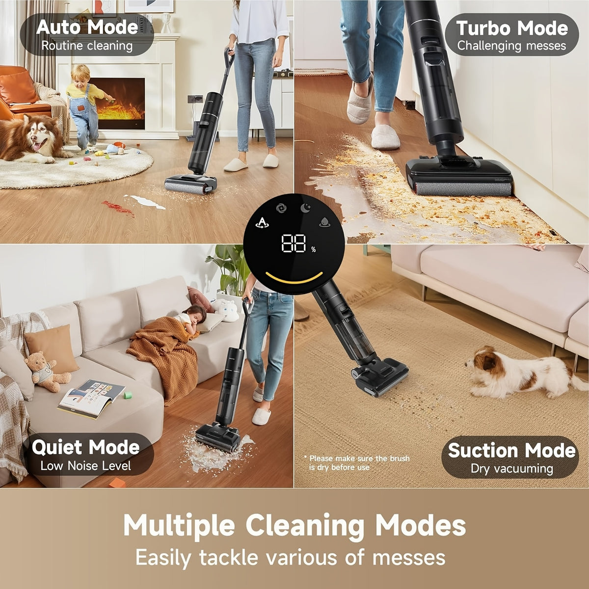 Refurbished DREAME H12 Pro Flexreach Wet Dry Vacuum Cleaner, 0 Tangle Cordless Vacuum Mop All-In-One for Hard Floors, 180° Lie-Flat Floor Cleaner Machine with 194°F Hot Self-Cleaning, 50Mins Runtime