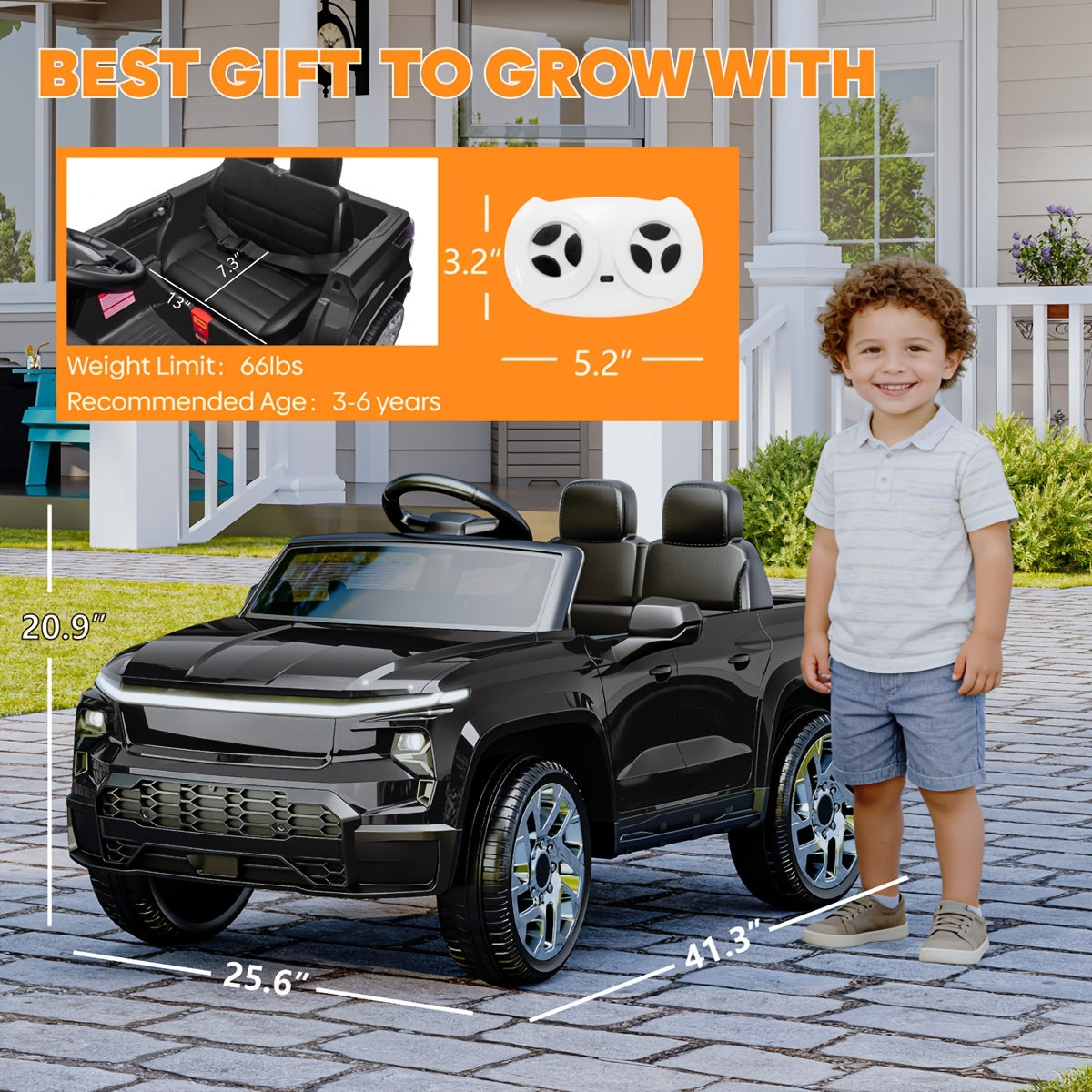 24V Remote Control Electric Car, One-Key Soft Start Anti-Jerk Design, LED Lights Music Entertainment, Seat Belt Protection, Easy Assembly, Perfect Birthday Holiday Gift