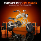 Gas Mini Chopper Bike, DB003 Model 40CC4-Stroke Dirt Bike with Big Headlight, Rear Shock Absorber, Metal Frame, Disc Brakes, Max Load 165Lbs, Up to 20Mph, Product name: gas mini dirt bike, chopper bike