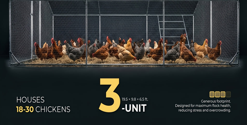 Heavy Duty Reinforced Chicken Coop Walk In Chicken Run with Waterproof Cover Large Metal Poultry Cage Outdoor Chicken Pen with Free Chicken Roosting Ladder