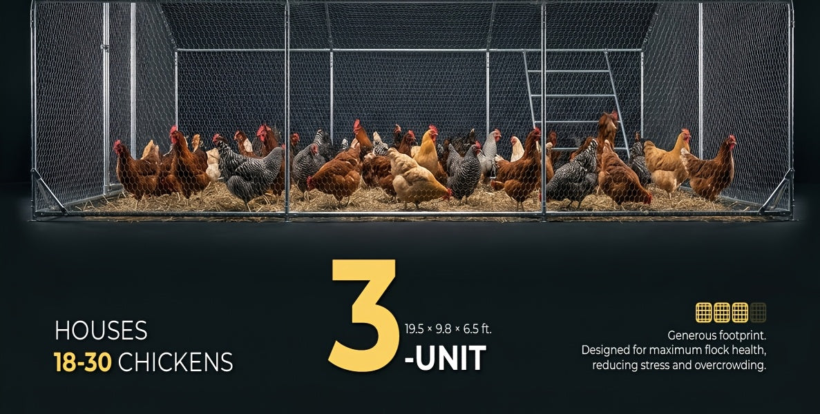 Heavy Duty Reinforced Chicken Coop Walk In Chicken Run with Waterproof Cover Large Metal Poultry Cage Outdoor Chicken Pen with Free Chicken Roosting Ladder