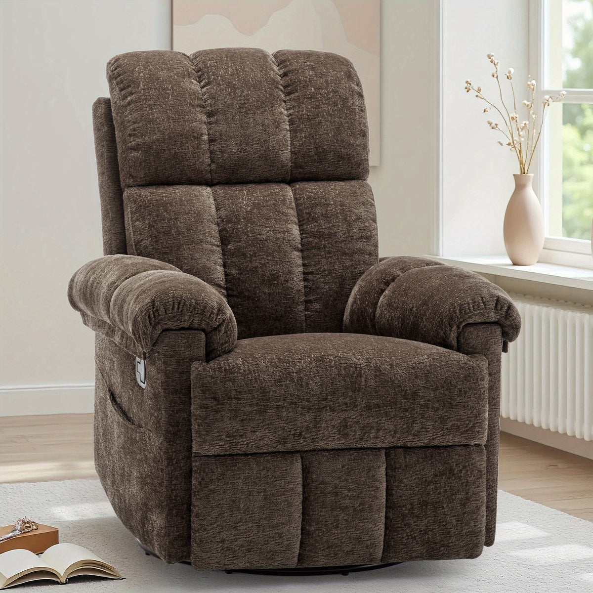 A Solitary Chair for The Living Area, a Reclining Chair That Swivels, a Rocking Recliner for Grown-Ups, Compact Recliners Suitable for Limited Spaces, a Manual Upholstered Recliner Featuring Side Pockets