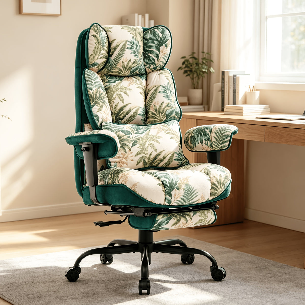 [PU Leather Executive Chair] Efomao Desk Office Chair 400LBS, Big And Tall Office Chair, PU Leather Computer Chair, Executive Office Chair With Leg Rest And Lumbar Support