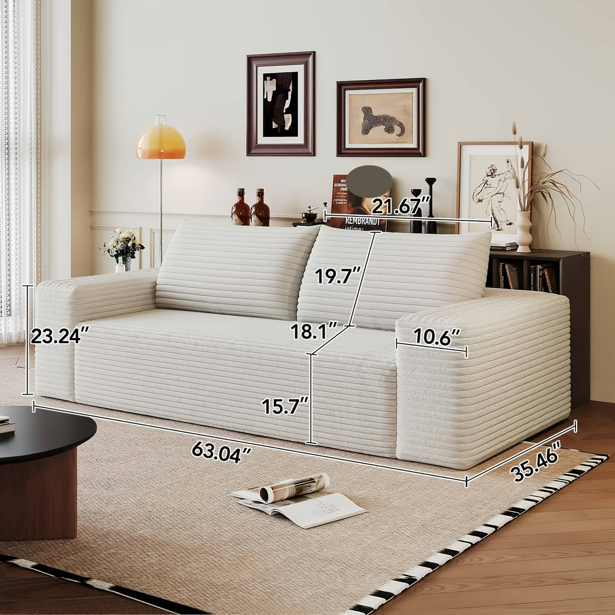 Boneless Sofas for Living Room, 71" Modern 2-Seater Sofa with Deep Seat, Comfy Cloud Sofa with Corduroy Fabric, No Assembly Couch, Loveseat Sofa for Bedroom, Dorm