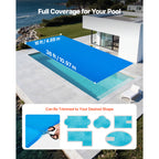 VEVOR Solar Pool Cover, 36 x 16 ft / 36 x 18 ft Rectangle Pool Bubble Cover, 12 Mil / 8 Mil Pools Solar Blanket with Bubble & PE Material, Daytime Heat Absorption, Nighttime Heat Retention, Heat Retaining Solars Covers, Blue