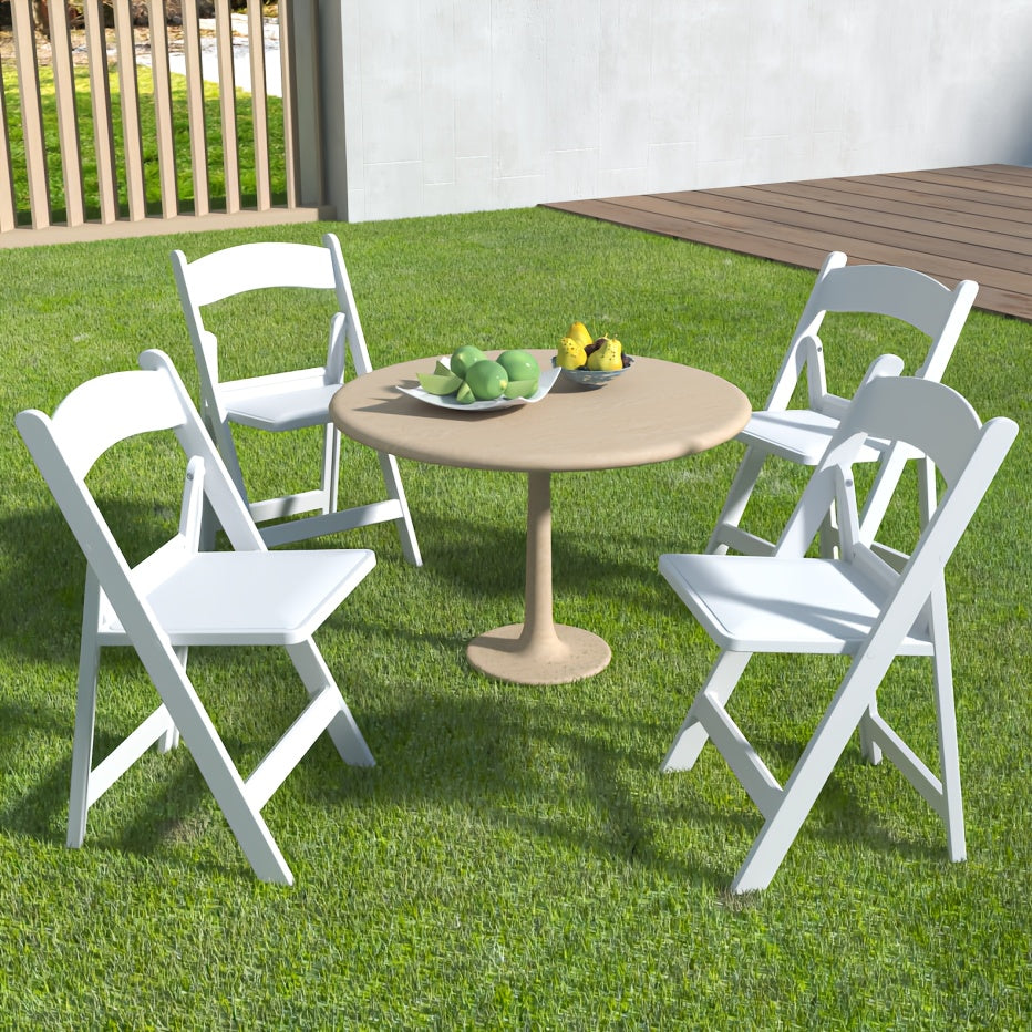 4-Pack White Folding Office Chairs, Indoor/Outdoor Resin Folding Chairs, Portable Seating Suitable For Offices, Conference Rooms, Courtyards, Home Use, Gardens