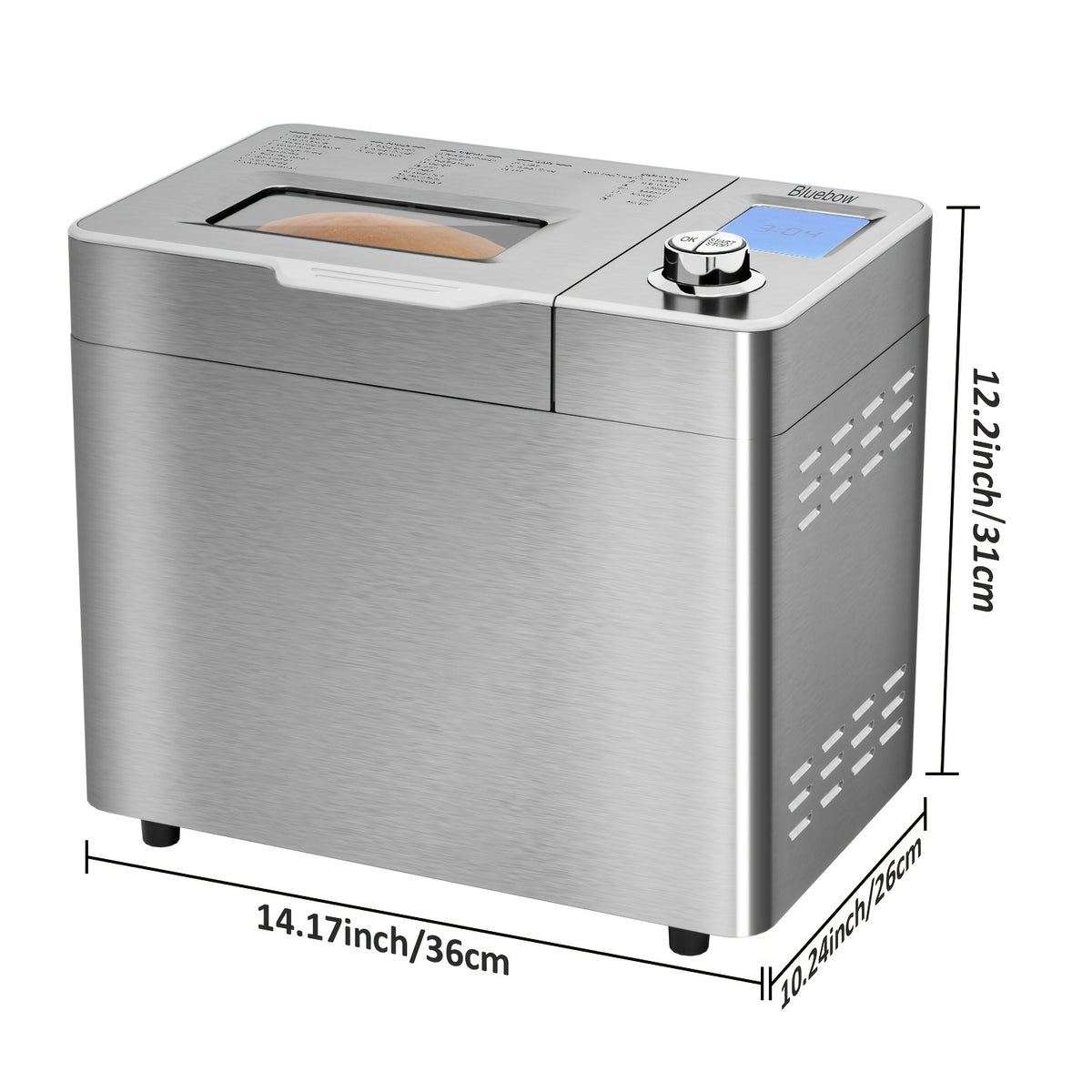 25-in-1 Bread Maker, 2LB Bread Machine With Auto Fruit/Nut Dispenser, Gluten-Free Setting, 3 Loaf Sizes& 3 Crust Colors, Keep Warm&13H Delay Timer, Digital Display, Stainless Steel