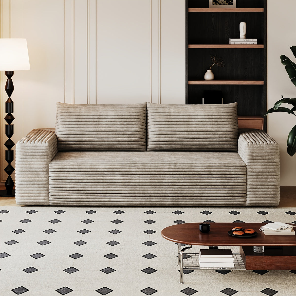 Boneless Sofas for Living Room, 71" Modern 2-Seater Sofa with Deep Seat, Comfy Cloud Sofa with Corduroy Fabric, No Assembly Couch, Loveseat Sofa for Bedroom, Dorm