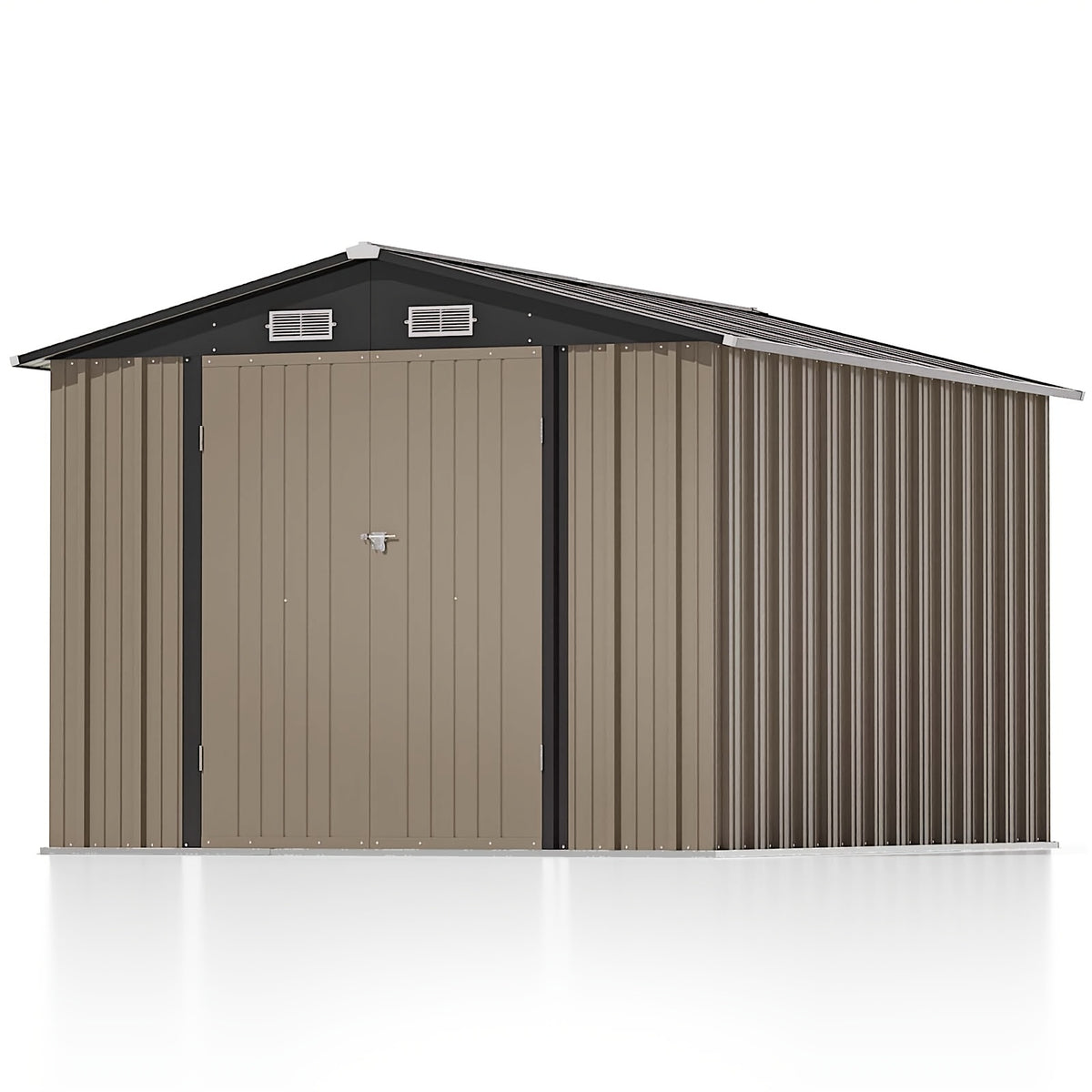Outdoor Storage Shed by GUNJI, Lockable Steel Tool House in 5 x 2.7 ft or 8 x 10 ft Options