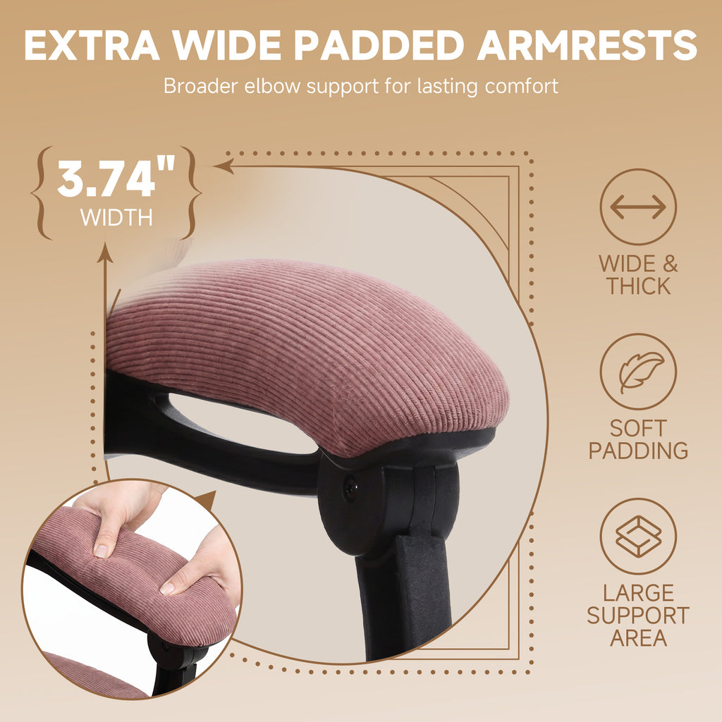Ergonomic High Back Office Chair with Linkage Widened Armrest, Big&Tall Executive Office Chair, Gaming Chair, Thick Pocket Spring Wide Seated Cushion, Desk Chair with Retractable Footrest for Adults, Faux Leather/Corduroy/Fabric, OC-305