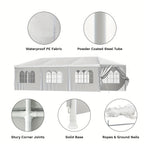 GUNJI 10x30ft Heavy Duty Canopy Steel Canopy Storage Shed, Portable Garage Party Tent, Portable Garage with Removable Sidewalls & Doors All-Season Tarp for Carport (White)