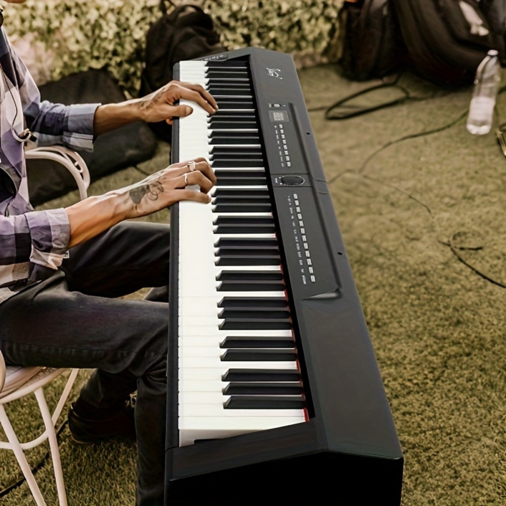 88 - Key Full - Size Semi - Weighted Digital Piano In Elegant White: Comes With Dual - Tube X - Shape Stand
