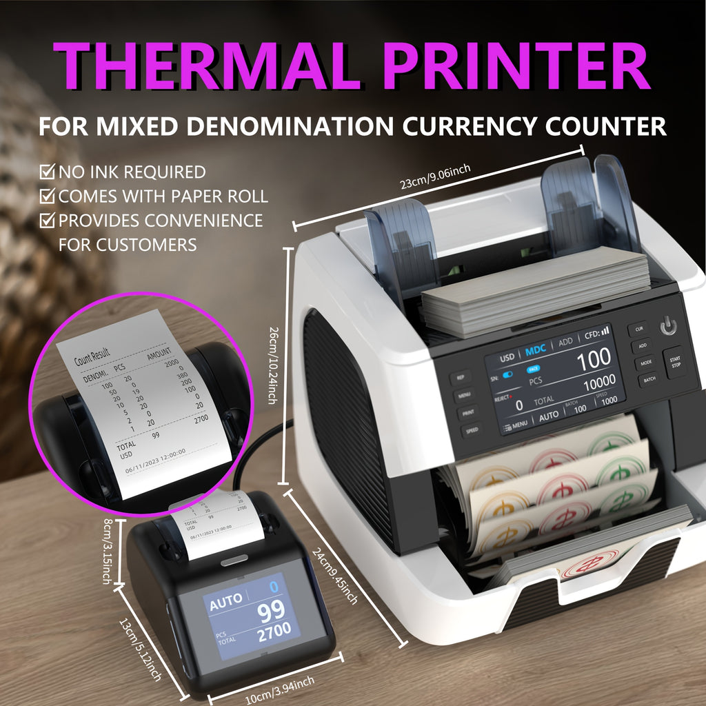 [Black Friday] Mixed Denomination Money Counter Machine, Value Counting, N70 Bill Counter With UV/MG/IR/MT Counterfeit Detection, 3.5" TFT Display Cash Counting Machine, Office Supplies, Black Friday