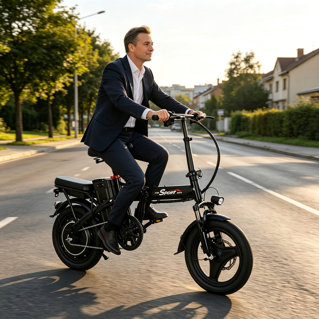 Z6 Electric Bike for Adults And Teens, 650W Folding Electric Bike, 48V 7.8Ah Removable Lithium Battery, Stylish 14 Inch Commuter Electric Bike, Double-person Mini Bicycle, Best Value Choice