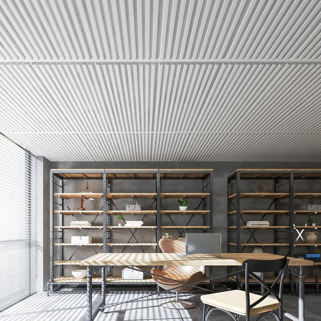 White 12-sheet 3D Slat Design Wall Panels for Interior Room Decor, 2x4 FT PVC Decorative Panels - Ideal for Stylish Flooring and Wall Enhancements