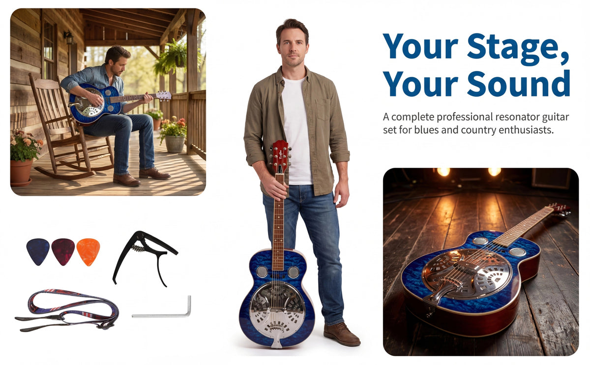 Acoustic Guitar Starter Kit 40 Inch Full Size Folk Spruce Top Sapele Sunburst Tiger Stripe Strap Capo Picks Wrench Beginner Musician Guitarist Fingerpicking Country Bluegrass Vintage Right Handed Holiday Gift Birthday Gift Instrument Clearance Deal