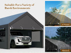 JAMFLY Sturdy Carport Featuring Roll-Up Ventilated Windows, Outdoor Canopy, Portable Garage Gazebo Equipped with Detachable Sidewalls & Doors for Vehicles, Truck, Boat, All-Season Tarp Car Canopy