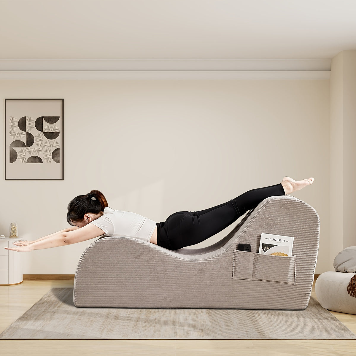 Ergonomically Designed Yoga Lounger Chair for Adults, Featuring a Corduroy Cushioned Sponge And a Non-Slip Base, Suitable for Indoor And Outdoor Use in Bedrooms And Living Rooms, Complete with a Cushion Pillow