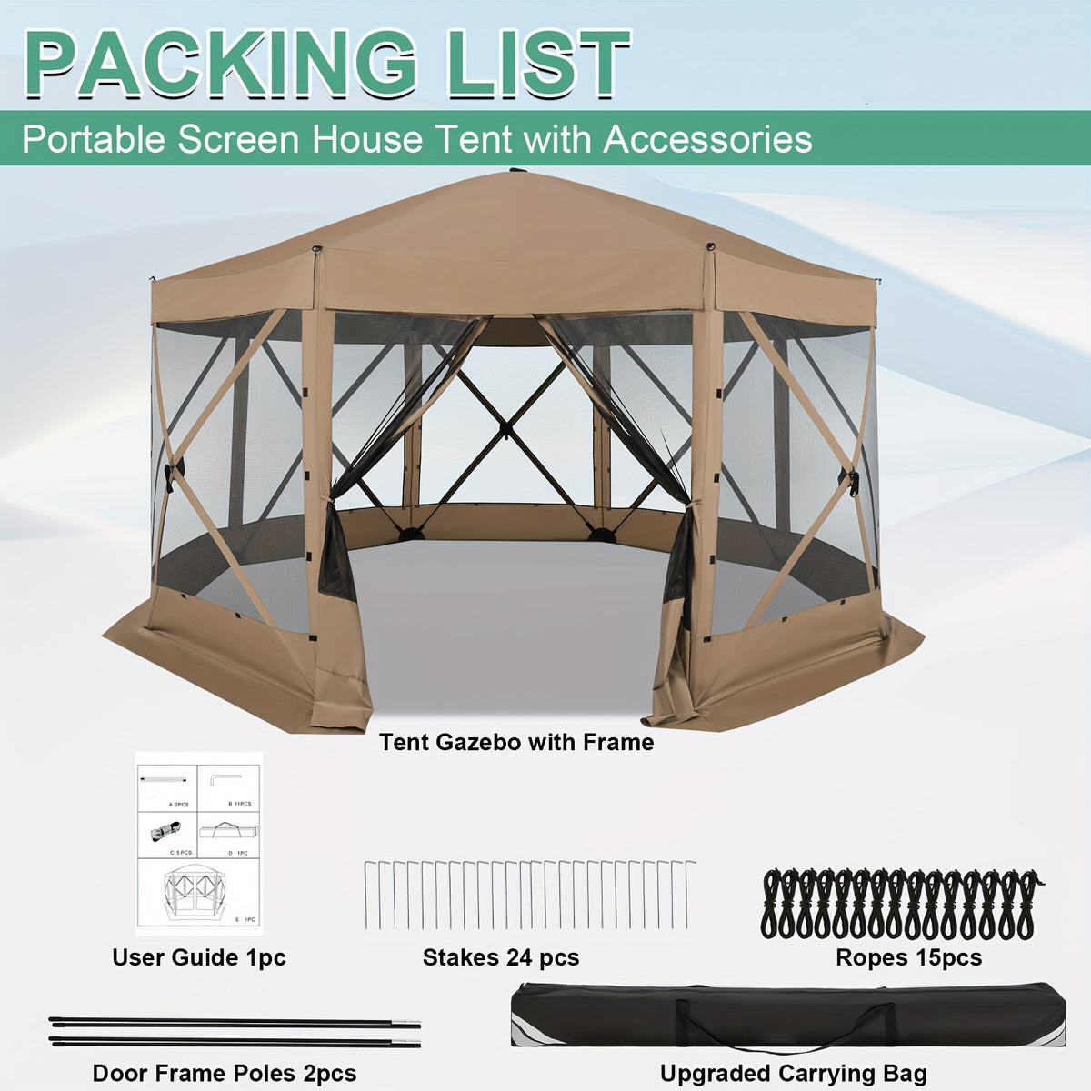12×12/15×15ft Pop Up Party Tent, Foldable Canopy, Gazebo Outdoor, With Mosquito Netting Sidewalls, With Portable Bag, Stakes And Rope, Easy To Set Up, Suitable For Outdoors, Lawn, Terrace, Barbecue, Party, Courtyard, Garden, Beach
