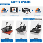 8-in-1 Heat Press Machine, Equipped with 15x15 Inch / 15x12 Inch Pressure Plates, 360° Rotating T-shirt Heat Transfer Machine, Digitally Controlled Dual LED Display, Suitable for Sublimation Transfer on T-shirts, Hats, Mugs, Plates, and Other Items
