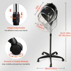 Professional Adjustable Hooded Bonnet Hair Dryer Stand with Rolling Wheels And Timer - Portable Floor-Standing Dryer for Home Salon And Beauty Spa, Bonus 3pcs Eyebrow Razors