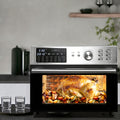 32QT Extra Large Air Fryer Oven Combo, 21-In-1 Tabletop Convection Oven with Rotisserie And Dehydrator, 6pcs Additions, 1800W Dual Cooking Presets (Silvery), Kitchen in The Box Brand