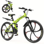26-Inch Folding Mountain Bike for Adults and Teens — 21-Speed Full-Suspension Design with Dual Disc Brakes