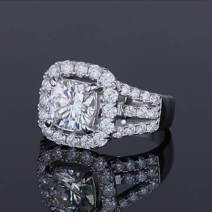 1pc 3.5Ct 9*9Mm S925 925 Silver moissanite Ring Luxury Gift for Men And Women Birthday Party Gift 18K Gold Plated