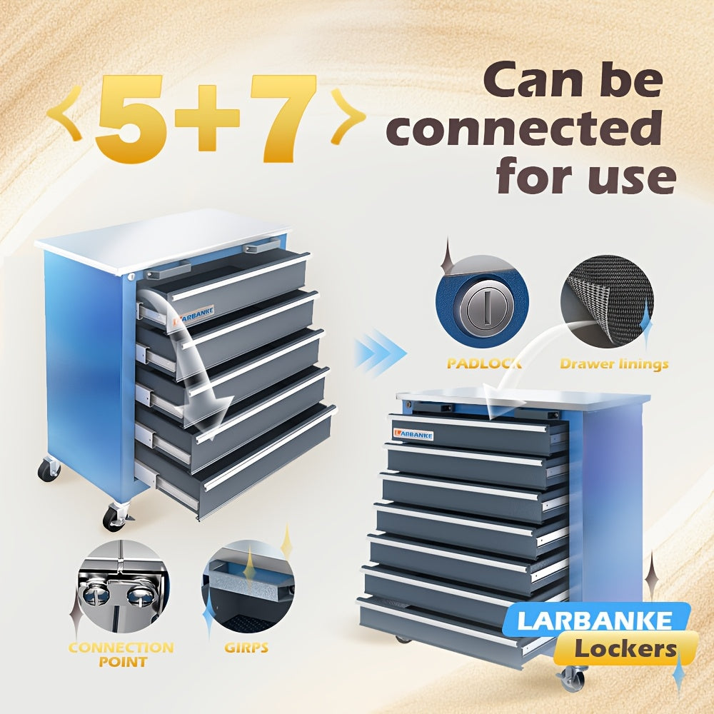 5-Drawer/7-Drawer/12-drawers Rolling Tool Chest, Combination Cabinet, Tool Cabinet with Wheels & Connecting Buckles - Easy Storage for Garage, Workshop, Studio